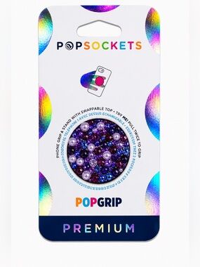 Luxe Crystal & Pearls Purple Diamond PopSocket Phone Holder Grip New